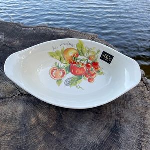 EFFETTI Tomatoes Oblong Hand Painted Pasta/Vegetable Serving Bowl
